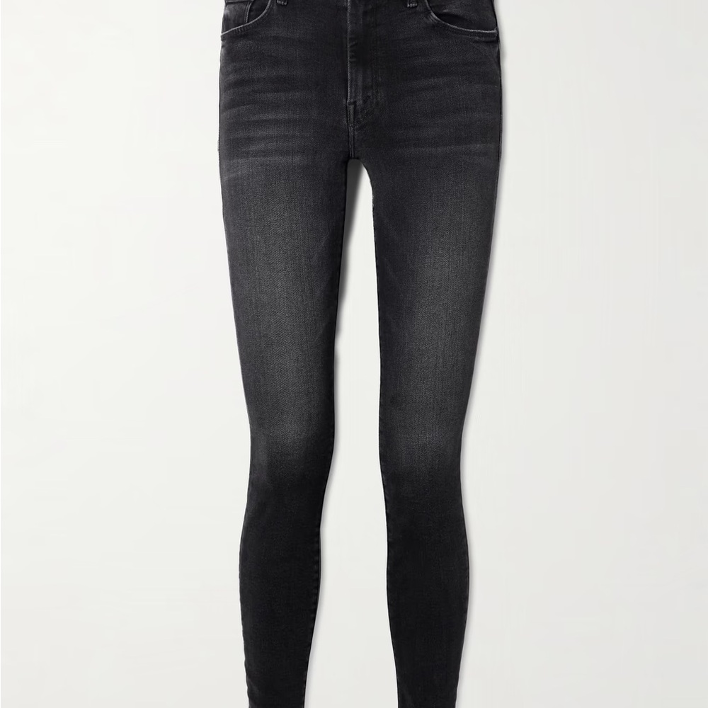 MOTHER Mid-Rise Charcoal Skinny Jeans